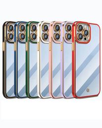 6D Plating Soft TPU Shockproof Cases For Iphone 15 14 Pro MAX 13 12 Mini 11 XR XS 8 7 6 Plus Hybrid Hit Colour Chromed Metallic Fine Hole Camera Lens Protector Phone Cover