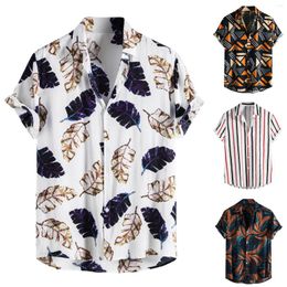 Men's Casual Shirts Men Fashion Tops Shirt Button Down Printed Top Summer Short Sleeve Loose Lapel