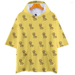 Men's T Shirts 3D Full Printed Animal Hooded Shirt Men Women Tops Summer Harajuku Hip Hop Short Sleeve T-shirt Fashion Boys Girls Yellow