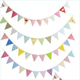 Party Decoration Cute Print Diy Pennant Bunting Hanging Banner Boys Baby Shower Girls Birthday Supplies Drop Delivery 2021 Bdesports Dhfhy