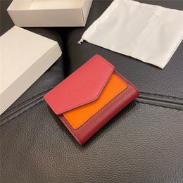 Delicate Three Floding Wallets Genuine Leather Purse Women Wallet Card Holder Coin Bags With Box