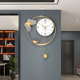 Wanduhren 24 cm Wohnzimmer Stummschalter H￤ngende Uhr mit Schmetterlingsverzierung Luxus moderner Eingang Acryl Uhren Home Dekoration