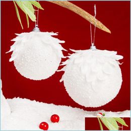 Party Decoration 3Pcs Christmas Tree Ornaments Foam Snow Ball White Glitter Petal Shape Balls Hanging Decor For Home Pend Packing2010 Dh2W6