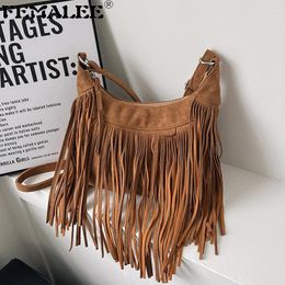 Evening Bags Bohemia Retro Fringed Women Messenger Scrub Faux Suede Purse Handbag Tassel Hippie Gypsy Boho Shoulder Crossbody Bag