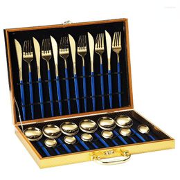 Dinnerware Sets Stainless Steel Cutlery 24 Piece Set Western Steak Knife Fork Spoon Gift Box For Kitchen