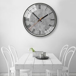 Wall Clocks Fashionable Grey Cement Material Creative Clock Modern Industrial Style Art Personality Light Luxury