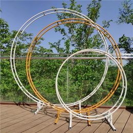 Party Decoration Double Rings Wedding Props Iron Background Arch Frame Flower Event Birthday Decor