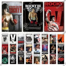 Famous Rocky Men Metal Painting Signs Vintage Tin Movie Poster for Bar Pub Club Home Theatre Man Cave Boxing Enthusiast Wall Decor Size 30X20CM