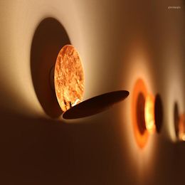 Wall Lamp Modern Simple Aisle Corridor Bedside Living Room Bedroom Round Gold Silver Copper LED Home Decor Light 220V