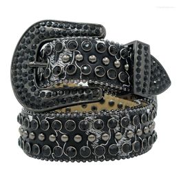 Belts Classical Retro Cowboy Fashion Luxury Designer Rhinestones For Men High Quality Skin Leather Femal Belt Strap Man