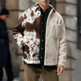 Giacca da uomo in pelliccia sintetica imbottita da uomo con stampa vintage retrò streetwear cappotto stampa abbigliamento giacca stampata per uomo