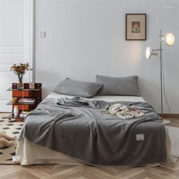 Blankets Simple Waffle Blanket Throw Crystal Velvet Bedspread Soft Comfortable Sheet Winter Warm Bed Cover Grey Bedside Spread