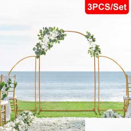 Party Decoration Set /3 Pieces Wedding Arch Flower Stand Birthday Outdoor Balloon Background Irregar Shape Standparty Drop D Yydhhome Dh5Bm