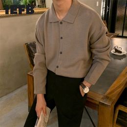 Men's Polos IEFB men's wear kintted Polo shirts Autumn single breasted tops loose Korean style casual Lapel outerwear blouse 9Y4247 220922