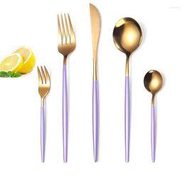 Flatware Sets 20Set/Lot Western Cutlery Set 5 Piece Tableware Stainless Steel Dinnerware Black Spoon Fork Knife Dinner Home