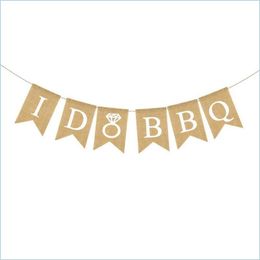 Party Decoration Burlap Bbq Sign Banner Bachelorette Picnic Rustic Wedding Bridal Shower Engagement Bride To Be Po Booth Dro Yydhhome Dhoun