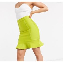 Skirts Winter Women's Bandage Skirt 2022 Sexy Tight-fitting Hip Bust Fishtail Fashion Party Nightclub Vestidos