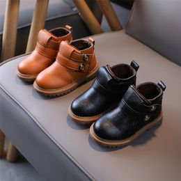 Boots Autumn Winter for Kids Girls Vintage Black Yellow Boys Ankle Simple Solid Short Baby Toddler E08013 220921