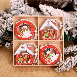 Christmas Decorations 12Pcs Snowflakes Wooden Pendants Xmas Tree Hanging Ornaments for Home Navidad Gift Year 2023 220921