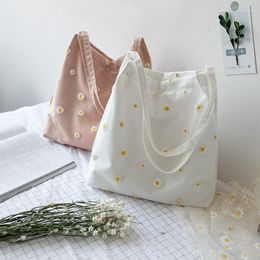 Evening Bags Summer Casual Canvas Shoulder For Women Large Capacity Travel Handbag Totes Flower Little Daisy Student Book Bag Pack