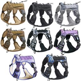 Dog Collars ATUBAN Quick Moving Tactical Harness With Handle Reflective In Training Walking K9 Vest No-Pull Front Clip Can Adjust Vests