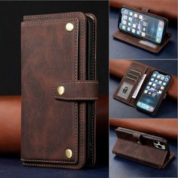 100 pieces Cell Phone Flip leather Cases For iphone 14 13 12 11 pro Max Business wallet case with Large Capacity Card slot