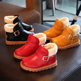 Stiefel Kinder Schnee Herbst Verdickung Schuhe Jungen Mädchen Wasserdicht Rutschfeste Knöchel Kinder Leder Mode 220921