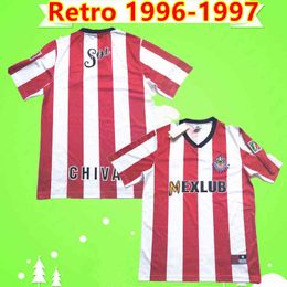 Retro Shirts 1996 1997 Chivas Guadalajara Soccer Jerseys 96 97 Vintage Classic Football Shirts Antique Collection Uniforms Home White Red Ca