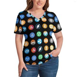 Shirt Crypto S Coin Blockchain Street Wear V Neck T Short-Sleeve Modern Plus Size Tees Pattern Tops Birthday Gift