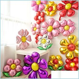 Party Decoration Flower Foil Balloons Leaf Baloon Birthday Wedding Decorations Suplies Globos Baby Shower Girls Ch Nerdsropebags500Mg Dhwkn