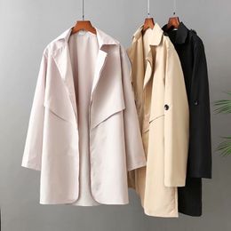 Women s Plus Size Outerwear Coats plus Windbreaker For Women Cotton Blended Lapel Cardigan Long Sleeves Looser Solid Color Fashion Large Jacket In Fall 220922