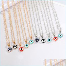 Pendant Necklaces Lucky Jewelry Gold Sier Color Devil Eye Disc Necklace Bohemia Turkish Evil Eyes Pendant Drop Delivery Dhseller2010 Dhi1X
