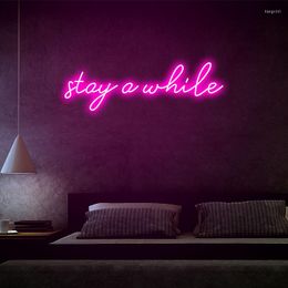 Party Supplies "Stay A While" Neon Light Decor Bedroom Custom Led Sign Wall Art Romance Wedding