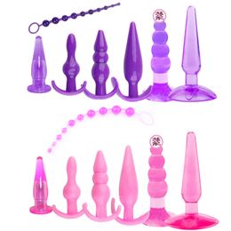 Anal Toys 7Pcs/Set Safe Silicone Anal Plug Beads Vaginal G Spot Butt Stimulate Orgasm Massage Dildo Adult Sex Toys Erotic SM Product For M 220922