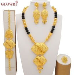 Luxury Dubai Gold Colour Jewellery Sets African Indian Ethiopia Bridal Wedding Gifts Party For Women Necklace Earrings Set 220922