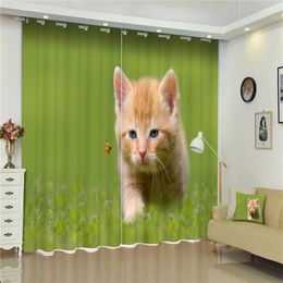 Curtain Customized Kitten 3D Blackout Window Drapes For Living Room Bed El Wall Tapestry Cortinas
