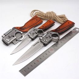wooden pocket knives Australia - AK47 Gun Knife Folding Army Pocket Knife 440 Steel Blade Wooden Handle Tactical Outdoors EDC Tool Camping Survival Knives With LED312Y