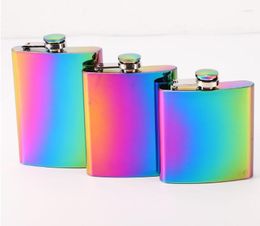 Hip Flasks Stainless Steel Wine Pot Multi-specification Gold Colour- Plated Gradient Color Round Flask Flagon Portable Wholesale