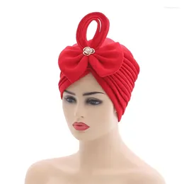 Berets 2022 Arrived Bonnet For Women Headwear Accessories Pleated Hat African Moslin Turbans Auto Gele Head Wrap Ready Wear