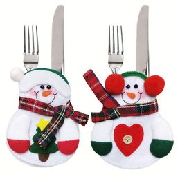 Christmas Cutlery Silverware Holders Pockets Knifes Forks Bag Santa Suit Xmas Deer Hotel Party Dinner Table Decoration RRE14362