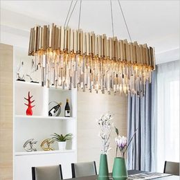 Pendant Lamps Modern Oval Crystal Chandelier Lighting Fixture Luxury Contemporary Chandeliers Hanging Light For Home Restaurant Decor