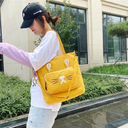 Evening Bags 2022 Fashion Women Cartoon Canvas Handbag Students Girls Casual Large Capacity Tote Shopping Bag Shoulder Crossbody