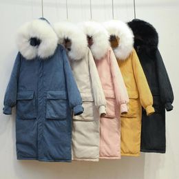 Women's Down Women's & Parkas Big Fur Long Winter Jacket Women Oversize Suede Coat Hooded Female 2022 Warm Clothing Outwear