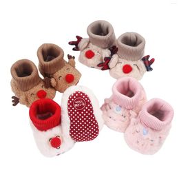 First Walkers Christmas Born Baby Crib Shoes Boots Winter Flat Soft Warm Sole Non-slip Furry Indoor Outdoor For Girls Boys