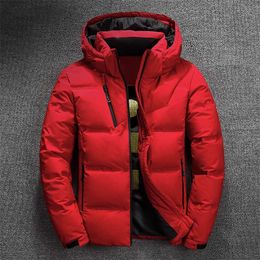 Men's Down Parkas Men Jacket Coat Winter Warm Casual Autumn Stand Collar Puffer Thick Hat White Duck Parka Male WinterDown with Hood 220922