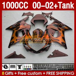 Injection Fairings &Tank For SUZUKI GSXR 1000 CC 1000CC K2 00-2002 Body 155No.162 GSX-R1000 GSXR-1000 GSXR1000 00 01 02 GSX R1000 2001 2002 2002 OEM Fairing orange flames