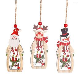 Christmas Decorations Elk Santa Claus Snowman Wood Pendant Tree Decoration 2022 For Home Outdoor Door Window