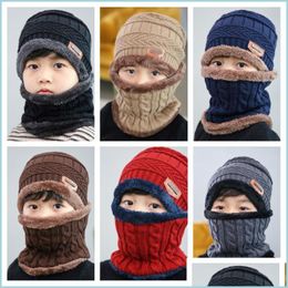 Hats Scarves Sets Children Winter Knit Hats Girls Beanie Hat Kids Newest Cap Scarf Set Warm Skl Neck Warmer Thick Flee Dhseller2010 Dhuro