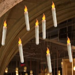 Dog Apparel 61230pcs Floating LED Candles Remote Control Flameless Taper Candle Halloween Decor Party Birthday Wedding Christmas Supplies 220921