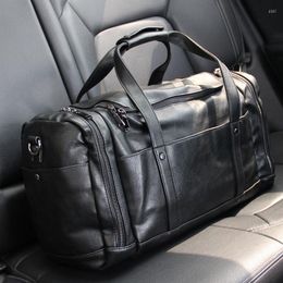 Duffel Bags Fashion Travel Large Capacity Malas De Viagem PU Leather Handbags Shoulder Luggage Duffle Bag Men Business Weekend